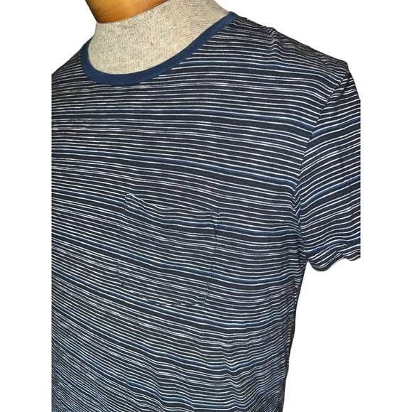 American Eagle Shirt Mens Small Blue Striped Indigo T-Shirt - Picture 5 of 7